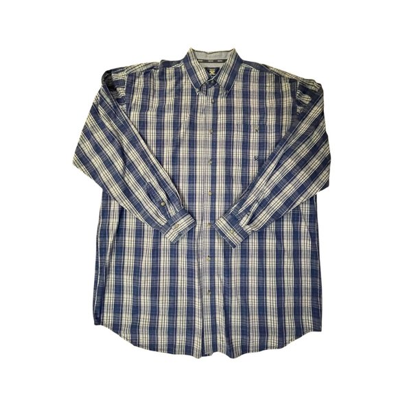 Wrangler Twenty X Shirt Mens 2XT Tall Used Blue Plaid Button Down - Picture 12 of 12